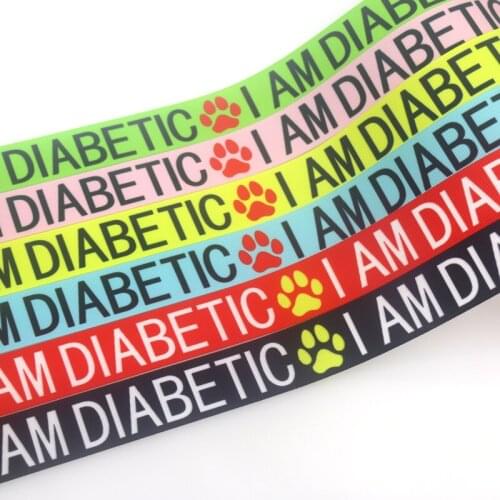 DHK 50yards I AM DIABETIC Printed Grosgrain Ribbon Accessory Hairbow Headwear Decoration DIY Wholesale OEM S1606