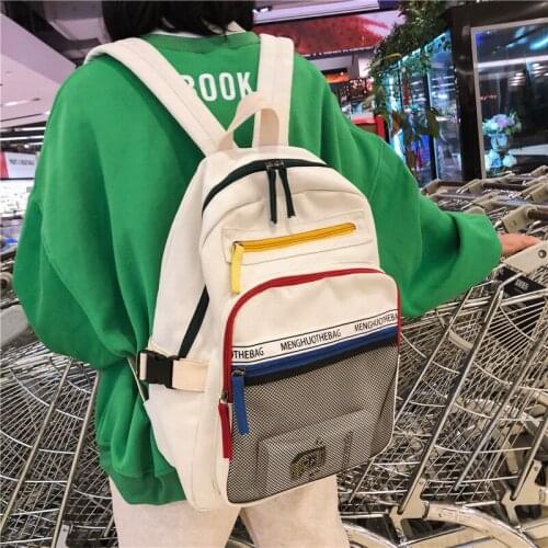 Women Backpack for Teenager Girls 2019 New Hot Fashion Preppy Style Zipper Soft Letters Canvas Students School Shoulder Bags