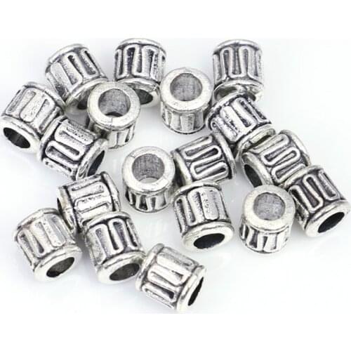 JAKONGO Antique Silver Plated Spacer Beads for European Bracelet Loose Beads Jewelry Making Accessories DIY Handmade Craft 30pcs