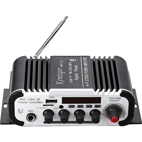 Kentiger Hy - V11 Bluetooth Amplifier 2-Channel Super Bass o Amplifier With Remote Controller Tf Usb Fm 85Db Mp3 Fm Radio