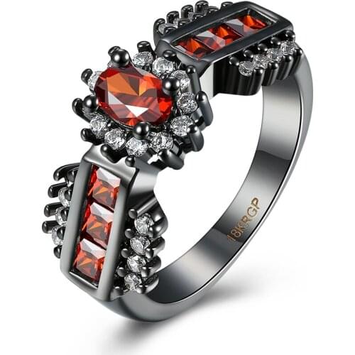 Classic Rings Gold Plating Ring Garne Crystal Zircon Crystals CZ Eternal Engagement Love Rings Jewellry Size 6 7 8 9