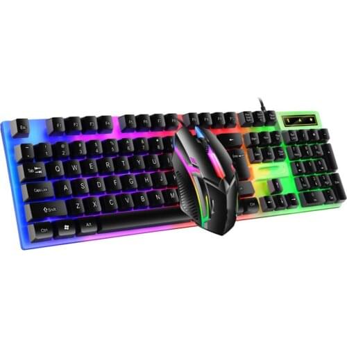 T6 USB wired RGB backlit imitation manipulator keyboard and mouse set
