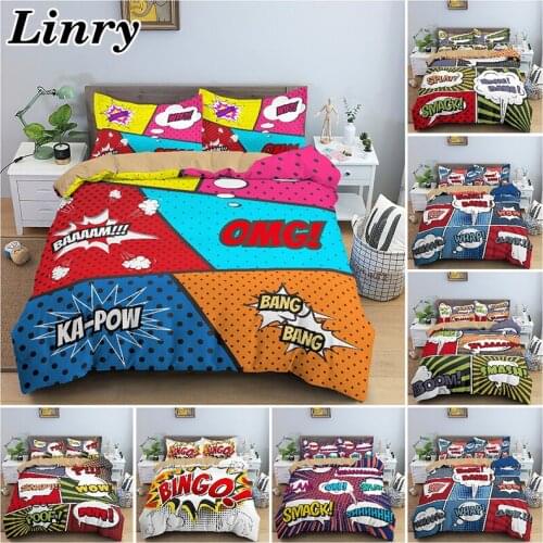 Comic Retro Style Comforter Bedding Sets Luxury Duvet Cover Set EU/US/AU/UK Queen King Size Bedclothes Covers Dropshipping