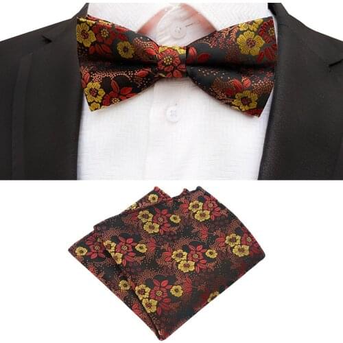 Linbaiway Bowtie+Handkerchief Set for Mens Suit Wedding Butterfly Male Shirt Accessories Handkerchief Bow Tie Set Custom LOGO
