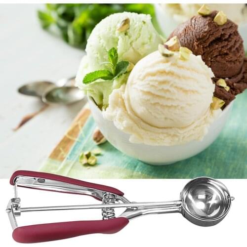 Stainless Steel Ice Cream Scoop Cookie Dough Spoon Fruit Potato Watermelon Digging Ball Spring Handle Scoop Kitchen Accessories