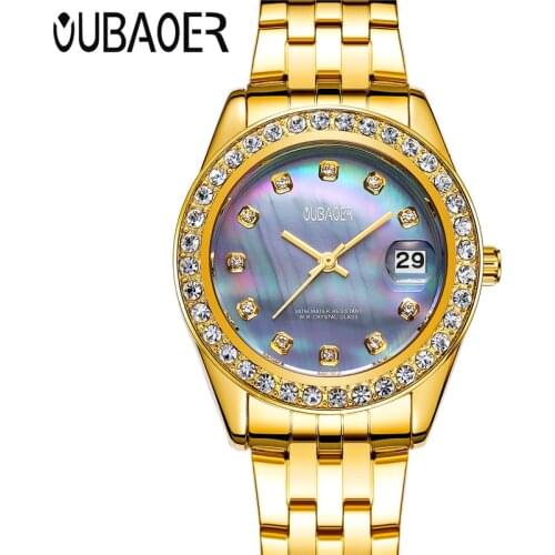 Fashion Women Dress Watches Luxury Womens Casual Watch Ladies Rhinestone OUBAOER 2017 Quartz-watch Wristwatch relogio feminino