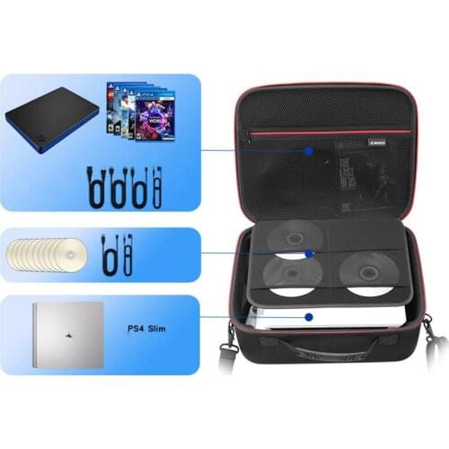 2019 Newest PS4 Slim Hard EVA Travel Bag Carrying Case Protective Handbag with Shoulder Strap for Sony Playstation 4 Slim