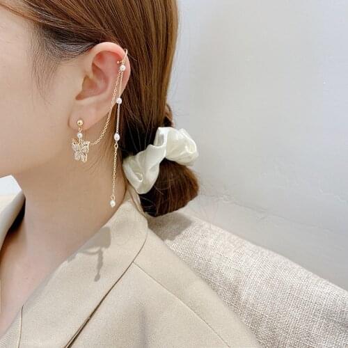 2021 New Fashion Butterfly Clip Earrings Earrings All-In-One Girl Jewelry Gifts For Women Temperament Tassel Earrings