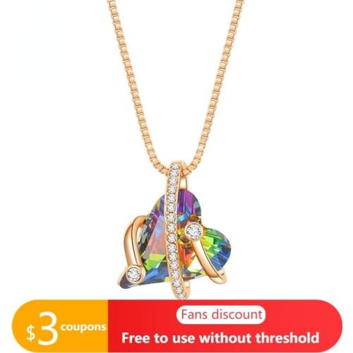 AGATA 2021 New Aurora Love Pendant Necklace Design Fashion Electroplating Gold Inlaid Dazzling Crystal Heart Necklace Female