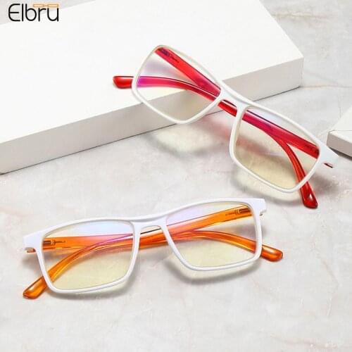 Elbru Reading Glasses Clear Lens Color Frame Presbyopia Eyeglasses Women Men Square Comfy Prescription Eyewear With +100~+350