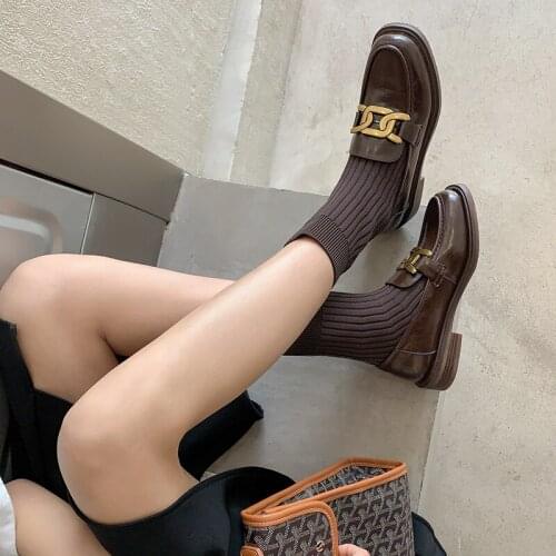 2021 Autumn/Winter Women Shoes Women Boots Ankle Boots Zapatos De Mujer Stretch boots Chunky Boots Brock Shoes Genuine Leather