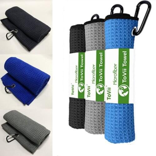 40x60cm Golf Towel With Hook 3 Colors Microfiber Fabric For Golf lovers Duty Clip Carabiner Accessories Free shipping Dorp ship