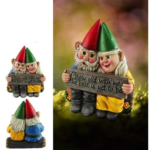 Garden Gnome Statues Resin Art Desktop Decoration Gnome Couple Outdoor Sculpture Home Decor Ornaments Gifts