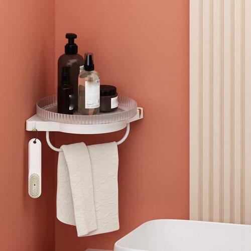 Bathroom Storage Rack Punch-Free Single Layer Triple-Cornered Wall Mounted Storage Shelf for Bathroom Kitchen Bedroom