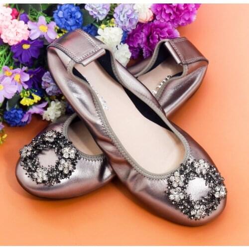 Rhinestone Flats Luxury Shoes Women Designers Plus Size Womens Flat Casual Shoes Genuine Leather Women Loafers Free Shipping
