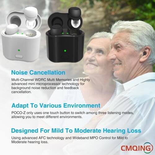 Super Mini Intelligent CIC Invisible Hearing Aid Rechargeable High-End 3 Scene Modes Auto-Adjust No-Noise Deafness Hearing Aids