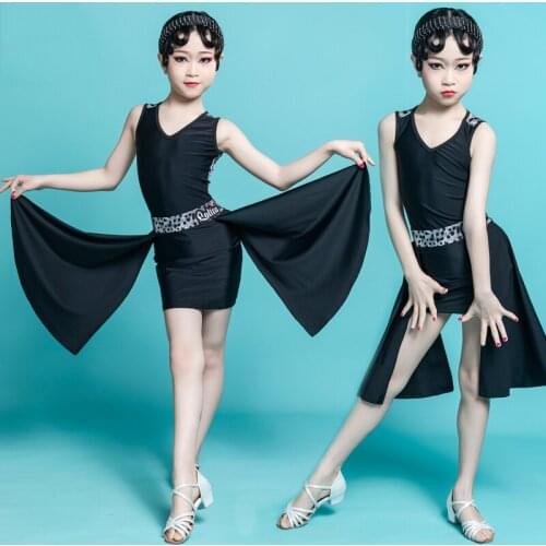 Leopard Sleeveless Tops Latin Dance Skirt Outfit Girls Tango Ballroom Competition Costumes Performance Stage Dancewear YS1260