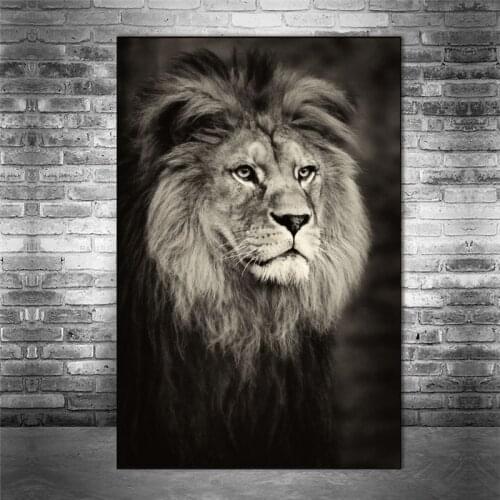 African Wild Lion Head Canvas Paintings on The Wall Art Posters and Prints Black Animals Wall Art Pictures for Home Wall Decor