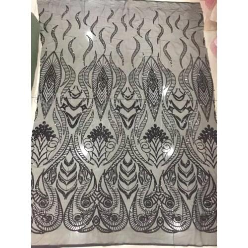Stock jj0023-2# 5 yards black african sexy embroidery sequin net tulle mesh lace for bridal wedding dress/sawing