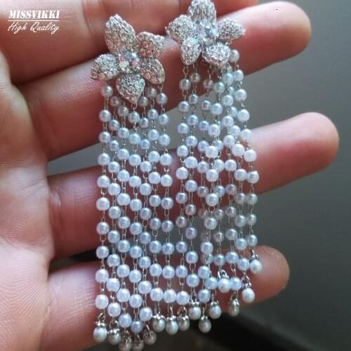 Trendy Cute Gorgeous Luxury Full Pearls Pendant Earrings High Quality for Noble Women Bridal Wedding boucle d'oreille femme 2021