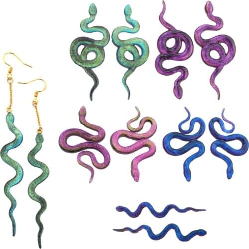 Snake Pendant Earring Resin Molds 6 Pair Serpent Shapes Dangle Earring Silicone Epoxy Resin Casting Molds Jewelry Making 85LB