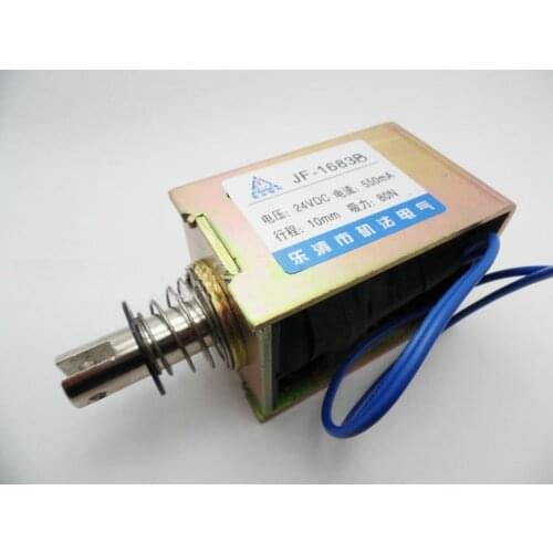 1PC JF-1683B 52x58x83 DC 12V DC 24V 550mA Suction 80N Stroke 10mm Push Pull Type Open Frame Solenoid Electromagnet