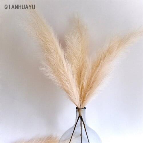 1Pc Artificial Pampas Grass Bouquet Diy Vase New Year Holiday Wedding Party Home Decor Plant Simulation Flowerower Reed Decorati