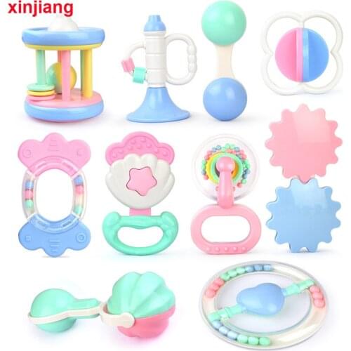 10pcs/Set Baby Rattle Toys Baby Mobile Hand Shake Bell Ring Newborn Baby Toys 0-12 Months Infant Teether Toys