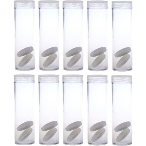 10X Acrylic Clear Coins Collection Tube Capsule Box Holder Case Storage 27mm