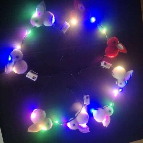 Women Girls Sweet Light Up Animal Headband Hairpin Gift Halloween Party Decoration Rabbit Luminous Lovely Animal Headdress