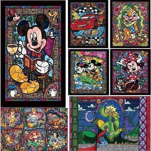 Disney 5d diy diamond painting cartoon colored glass full diamond round square diamond painting embroidery mosaic decoration gif