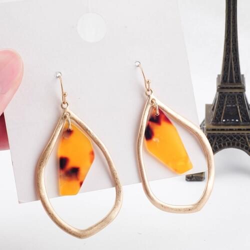Baroque Irregular Acrylic Sheet Gold Color Alloy Drop Earrings For Women Gifts Fashion Jewelry Ear Hook Wholesale