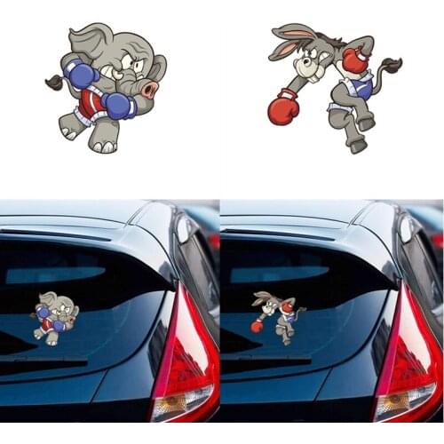 Boxing Elephant Donkey Car Stickers Fashion Colorful Stickers Decals for Car Styling Decoration Car Body Window Bumper Stickers