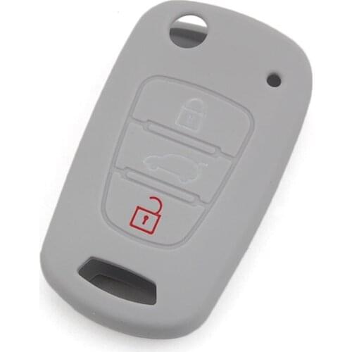 Grey Color Key Case For Car Silicone Remote Key Cover Case Auto Key Cover For Hyundai / Kia 3 Buttons Car Case