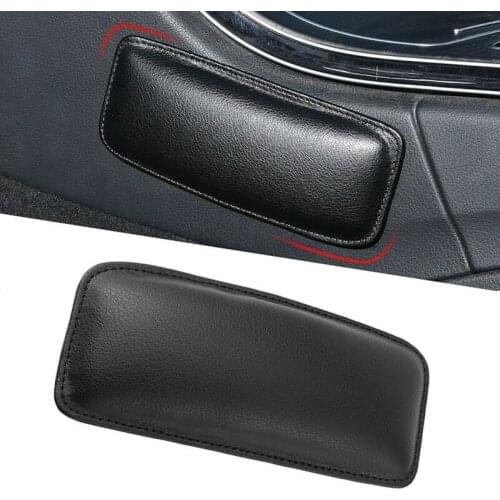 Black Car Mats Door Control Pillows Foot Lumbar Pillow PU Leather Support 1PC