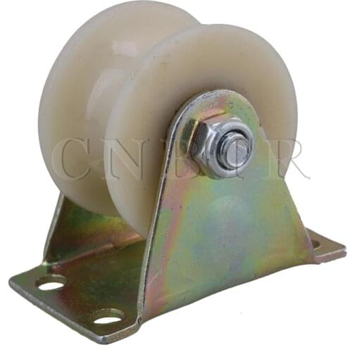 CNBTR 2" Dia Beige 45# Steel Nylon U Groove Fixed Caster Track Roller Wheel Top Plate Load 150KG for Industrial Machine Tool
