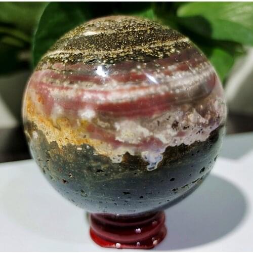 Decorative ball natural stone ocean jasper crystal ball home decoration feng shui energy healing ball