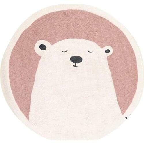 Baby Play Mat Crawling Carpet Kids Room Floor Rug Round Cartoon Bear Printed Game Pad Playmat Children Bedroom Nursery Decoratio