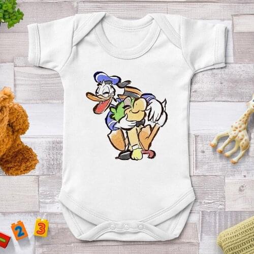 Baby Rompers For Newborns Summer Donald Printed Cute Cartoon Baby Girl Clothes Baby Boy Jumpsuits Harajuku Infant Outfits 0-24M