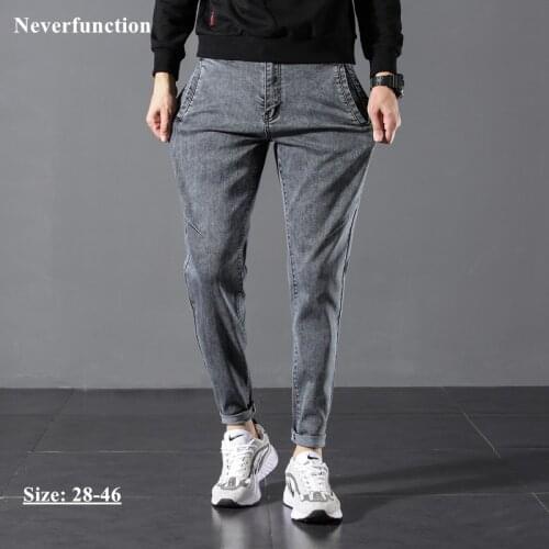 Autumn New Men vintage Simple solid color Casual Jeans streetwear Fashion Slim fit Cotton man Joggers Denim trousers