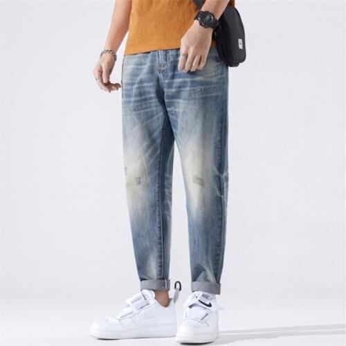 Light Blue Jeans Men Loose Fit Baggy Pants Wide Leg 2021 Summer Harem Mens Clothes Casual Male Denim Trousers Pantalones Hombre
