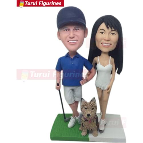 Golfer Wedding Topper Skater Wedding Custom Personalized Golf Wedding Cake Topper Clay personalized bobblehead figurines statue