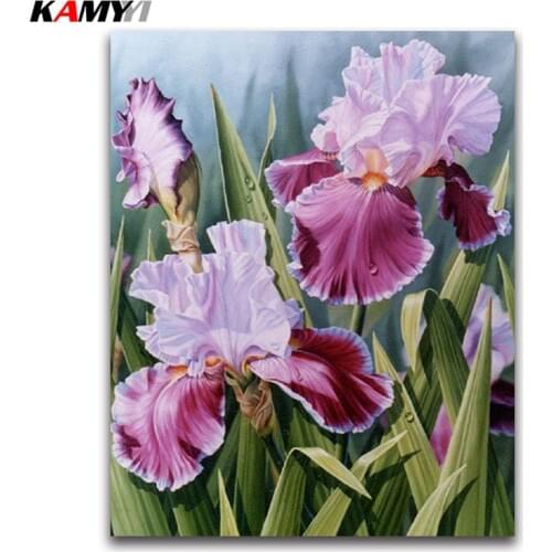 5D Diy diamond painting cross stitch"iris flower"Full Round Diamond embroidery Needlework Rhinestone Diamond Mosaic Home decor