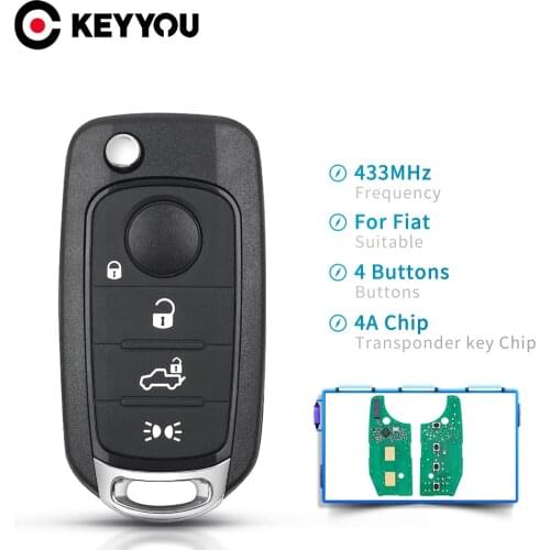 KEYYOU Car Remote Key For Fiat Tipo Toro 500X 2016-2018 4A Chip 433.92MHz Original SIP22 Blade Auto Smart Control Car Flip Key