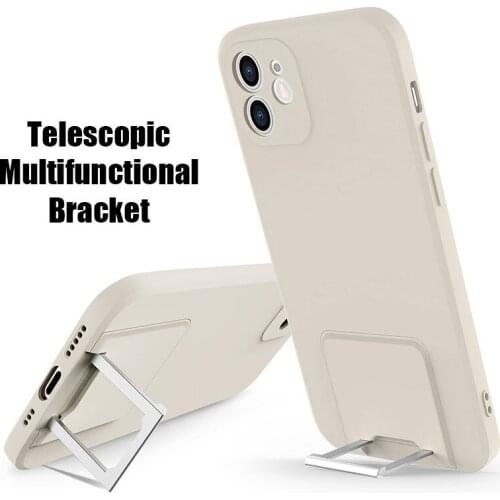 LOVECOM Square Candy Color Hidden Stand Phone Case For iPhone 12 Pro 11 Pro Max X XS Max XR 7 8 Plus Soft Protective Back Cover