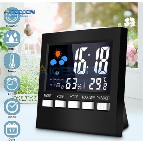 Multifunctional Alarm Clock LCD Digital Thermometer Hygrometer Temperature Humidity Meter Indoor Weather Station Alarm Clock