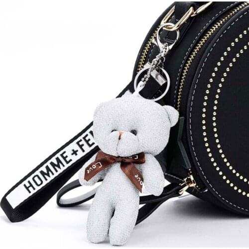 Cartoon Mini Bear Plush Doll Bow Tie Cotton Stuffed Toys Kids Girls Gifts Pendant Decorations for Purse Handbag School Bag