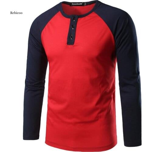 Men Long Sleeve t Shirt Fashion Cotton Casual Tops Tee