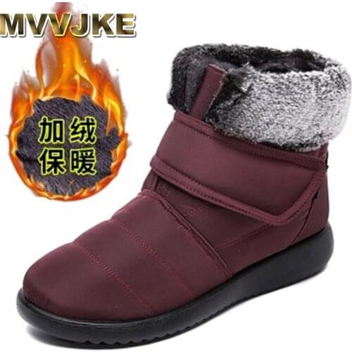 MVVJKE Large Size New Warm Snow Boots Women Winter Waterproof Plus Velvet Warm Cotton Shoes Plus Size Short Boots Women