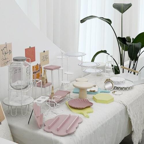 Macaron Pink Cake Stand Set Baby Girl Dessert Table Fitting Cute Style Candy Bar Tools Home Decoration Afternoon Tea Photography